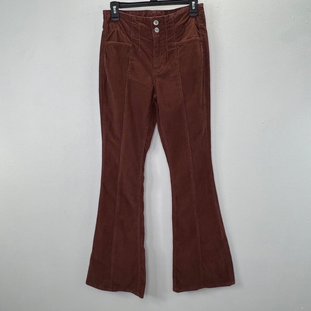 No Boundaries Corduroy Flare Leg Jeans Pants 6 Women Brown Zip Fly High Rise